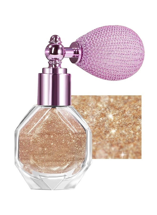 lakerain Glitter Highlight Body Mist,Highlighter Powder Spray, Shimmering Powder High Gloss for Face Body & Hair, Long-lasting Glitter Waterproof Face Highlighter Spray  (#04 LIGHT BROWN) - Image 1